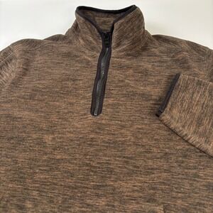 Banana Republic Men M Brown Quarter Zip Pullover Arctic Fleece Marled Pocket